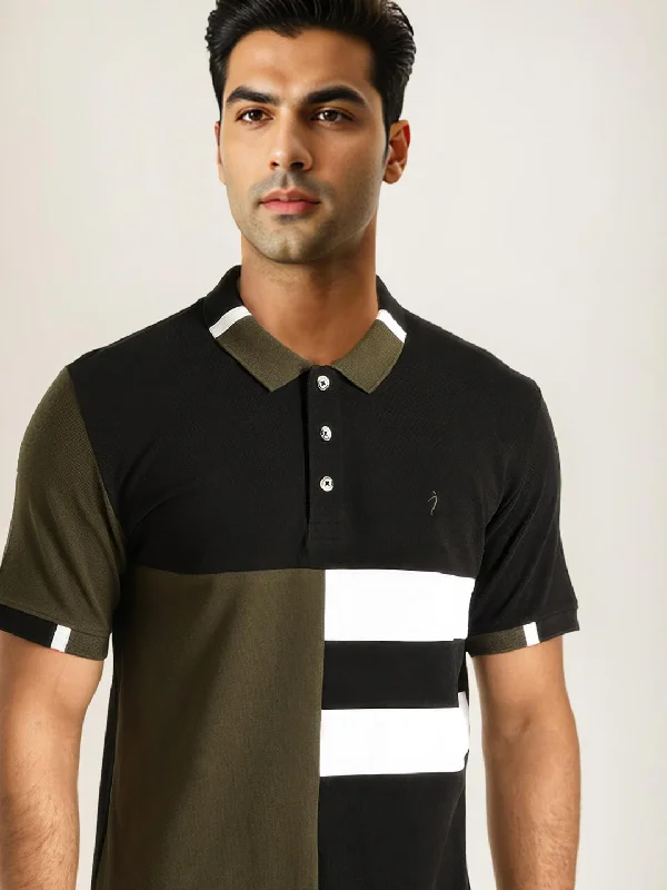 Men Color Block Polo T-Shirt