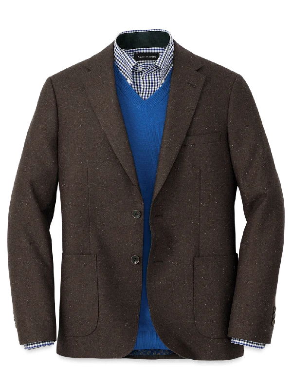 Wool Blend Donegal Single Breasted Notch Lapel Sport Coat - Brown