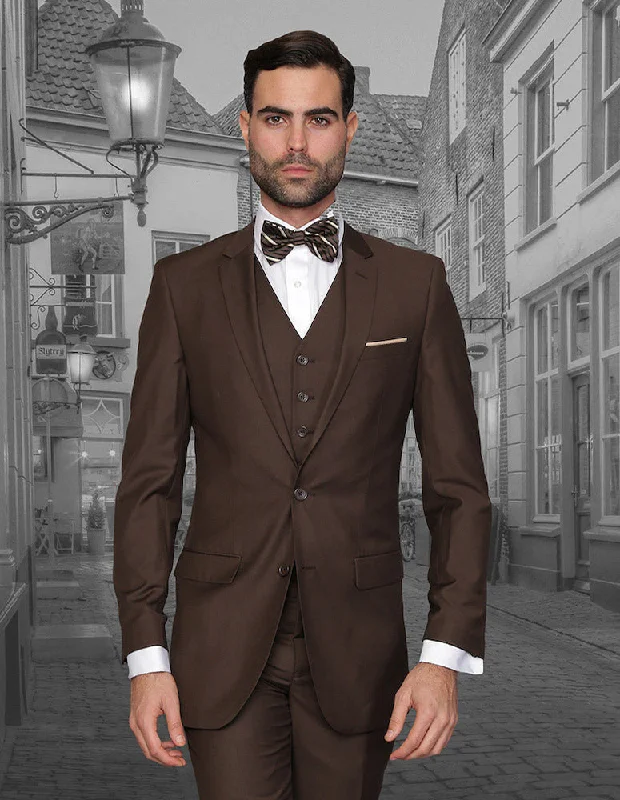 LANCETON BROWN SLIM FIT 3 PC SUIT