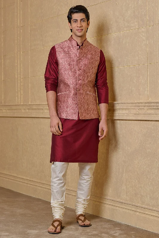 Maroon Resham Brocade Bundi