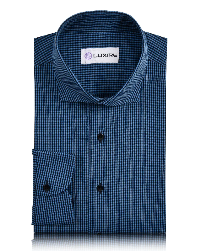 Black and Blue Micro Gingham Checks Shirt