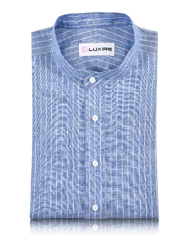 Blue White Chalk Stripes Linen Shirt