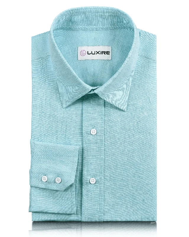 Mint Blue Cool Linen Cotton Shirt