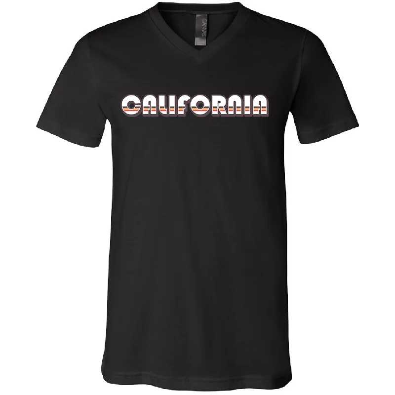 California 70's White Stripes Asst Colors V-Neck