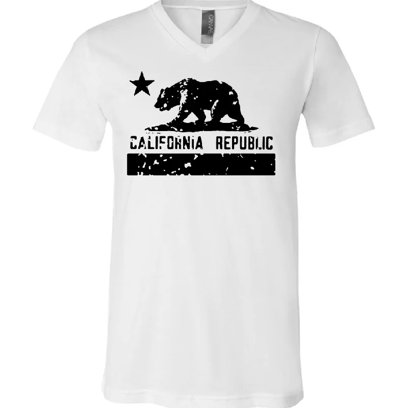 California Flag Black Print Silhouette Asst Colors V-Neck