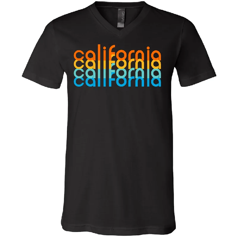 California Rainbow Stack Asst Colors V-Neck