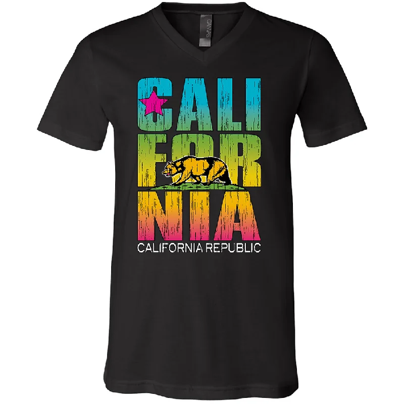 California Republic Neon Retro Bold Asst Colors V-Neck