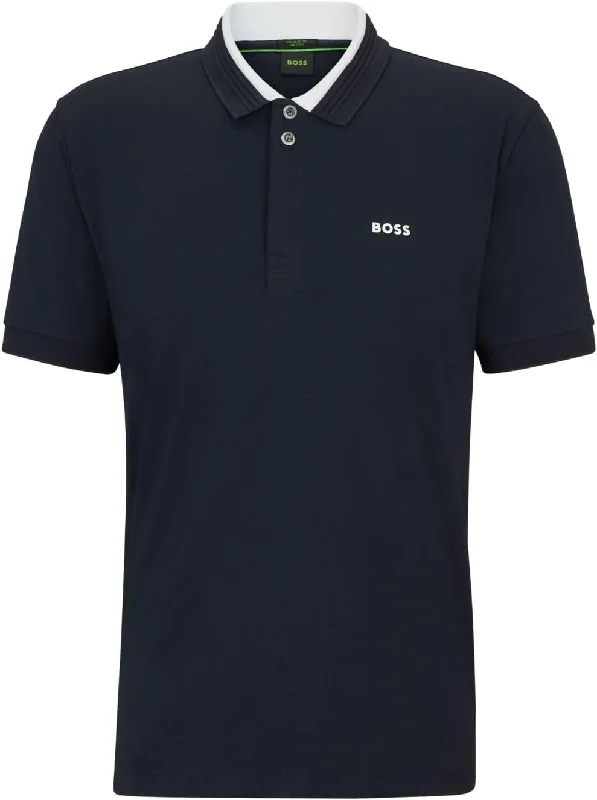 Hugo Boss Men's Paddy 1 Polo Shirt w/ White Collar, Navy