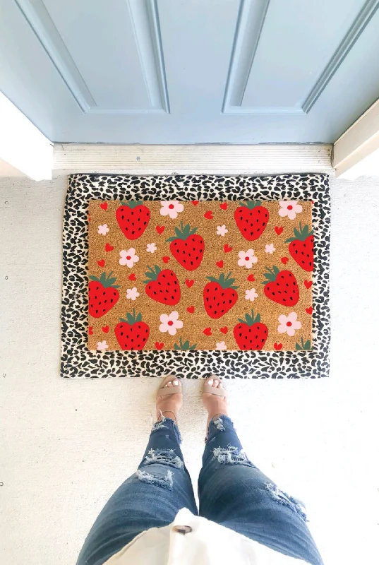 Floral Strawberry Hearts Doormat