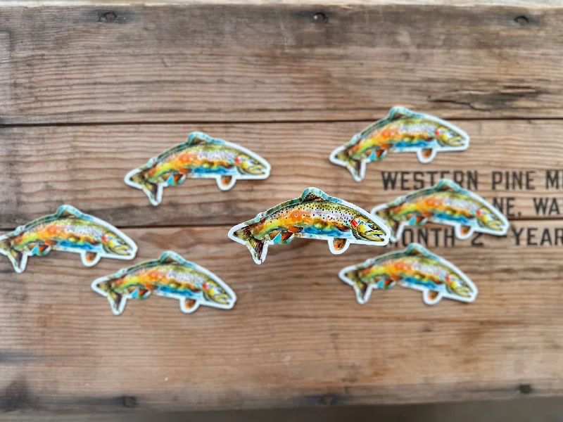 Green Watercolor Trout Sticker