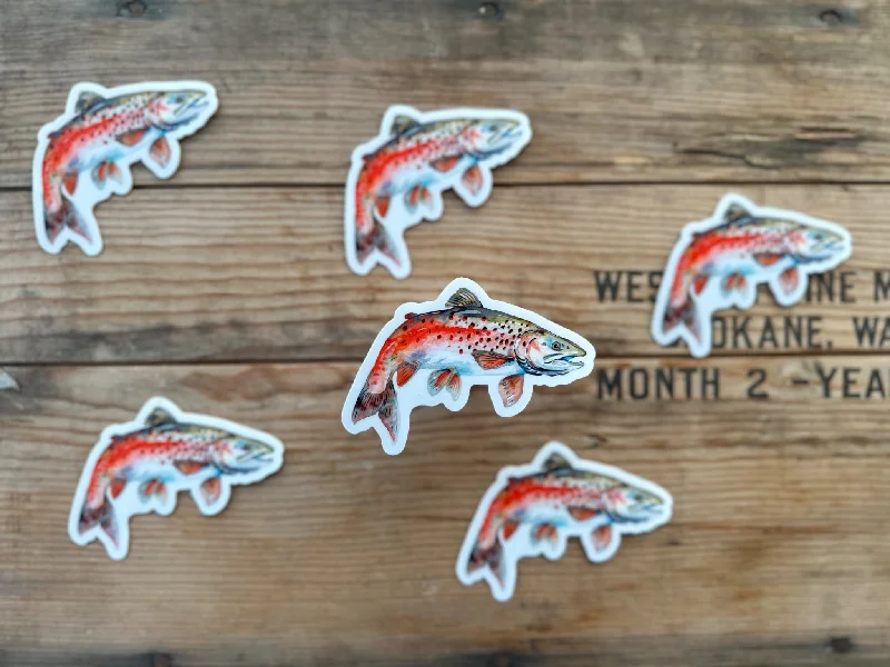 Red Watercolor Trout Sticker